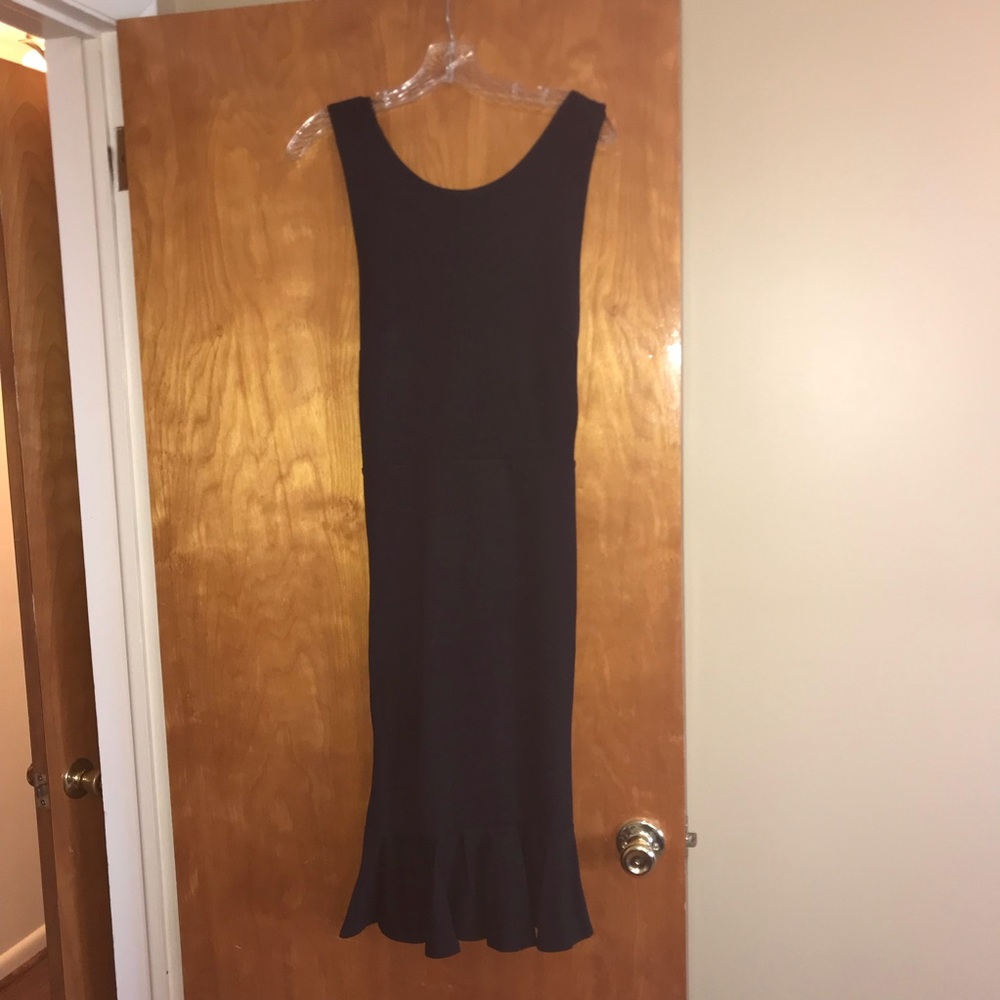 Black Jumper Style Cross Back Dress *Mermaid hem*